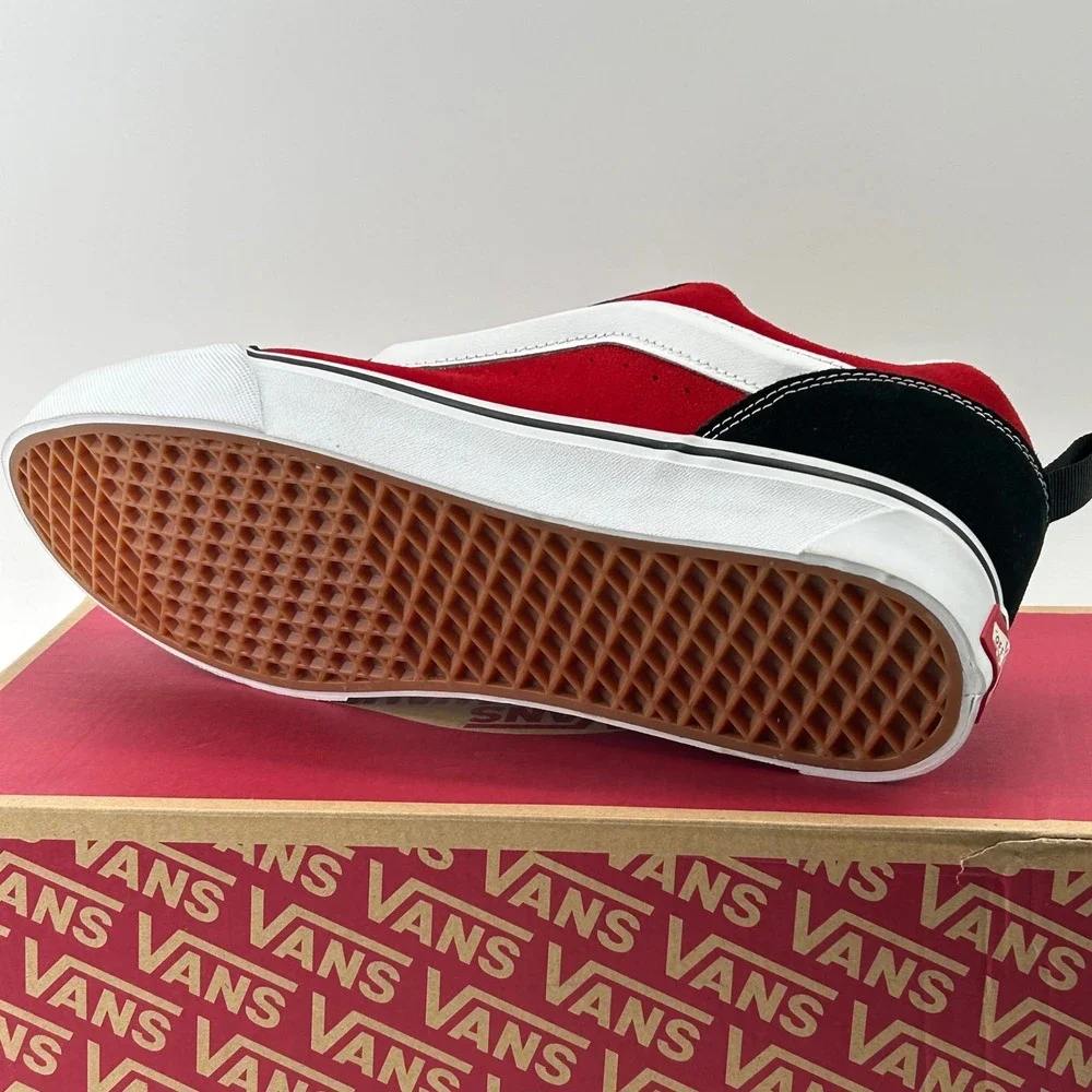 Vans Knu Skool Mens 13 Red True White Black Suede Chunky Skate Shoes New